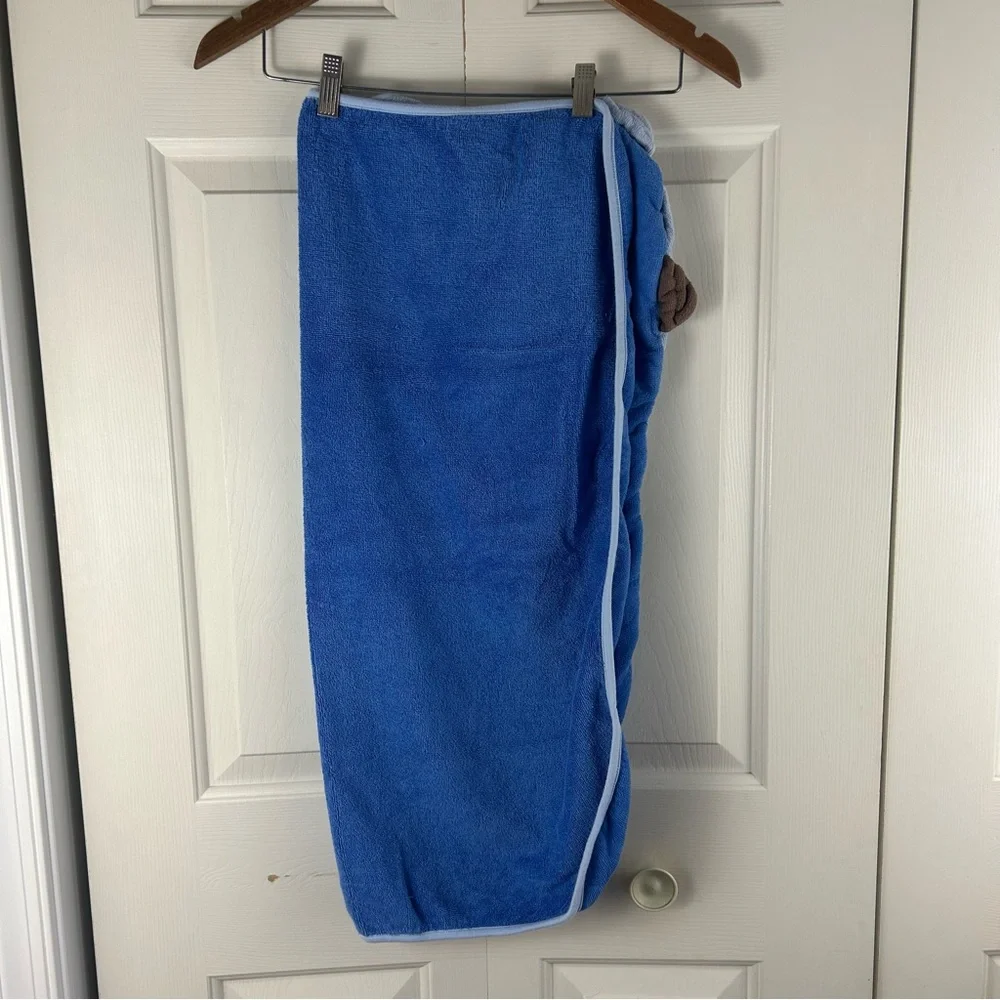 Carter's Blue Puppy Dog Hooded Baby Towel Terry Cloth White Brown